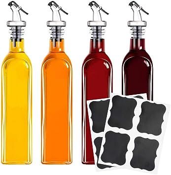 Lawei Lot de 4 Distributeur d'huile et de vinaigre Cruet Ensemble de bouteilles pour cuisine flac... | Amazon (FR)