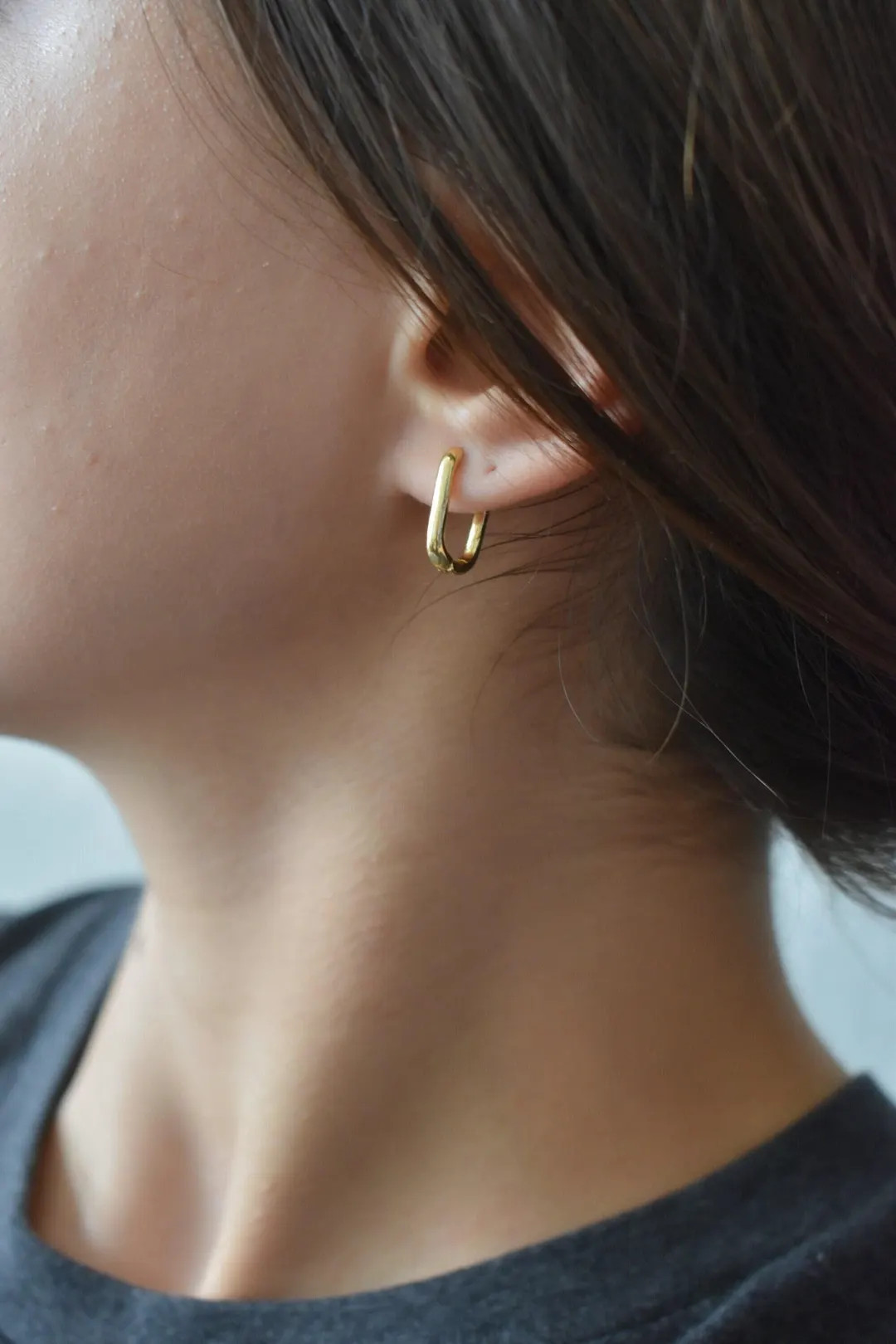 Gold Filled Huggies Earrings, Elegant Rectangular Earrings, Clip on Drop Earrings Hoop Earrings H... | Etsy (US)