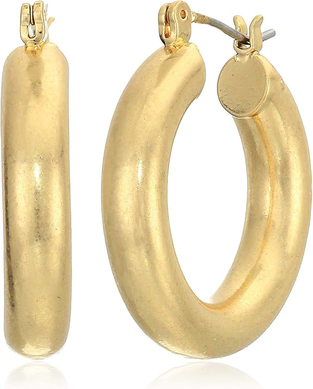 Lucky Brand Women's Gold Midi Hoop Earrings, One Size | Amazon (US)