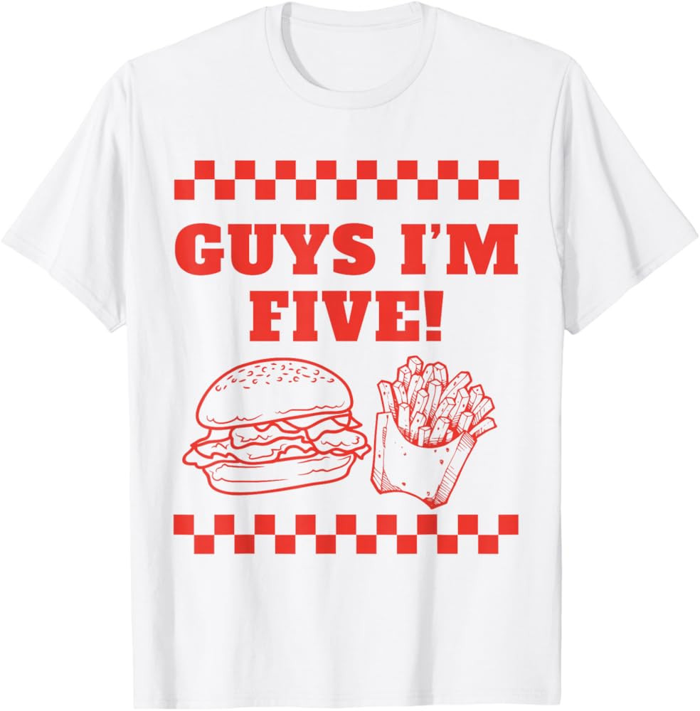 Guys I'm Five Retro Hamburger Five Themed Matching T-Shirt | Amazon (US)