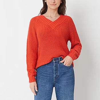 a.n.a Womens V Neck Long Sleeve Pullover Sweater | JCPenney