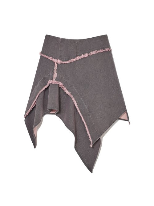 BONES GRUNGY DENIM SKIRT (LAVENDER GRAY) | Musinsa Global