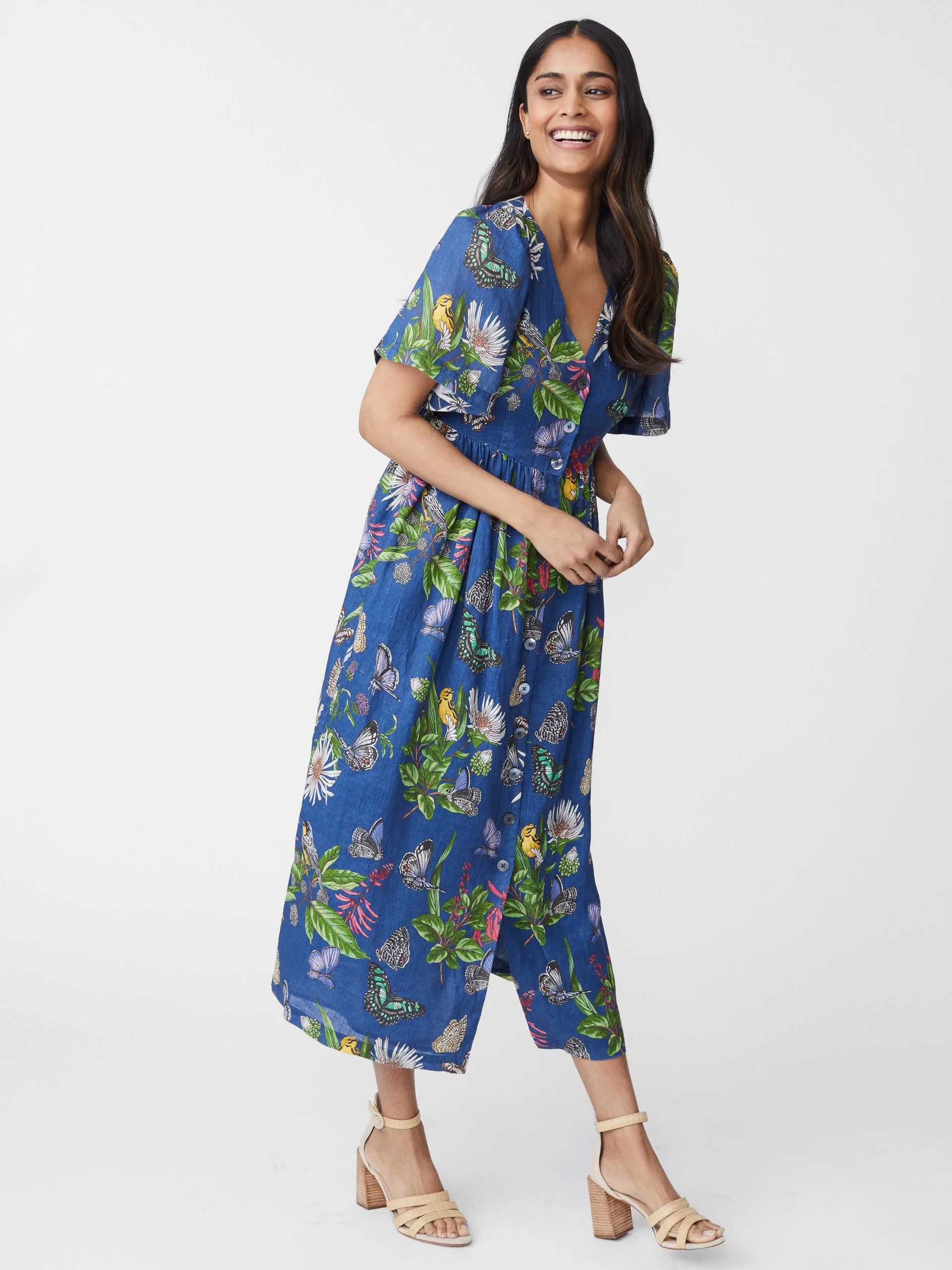 Annora Linen Dress in Jardin Mariposa | J.McLaughlin