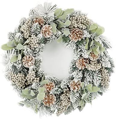 Umart Christmas Wreath, Flocked Lambs Ear Christmas Wreaths for Front Door , 24 Inch Christmas Front | Amazon (US)