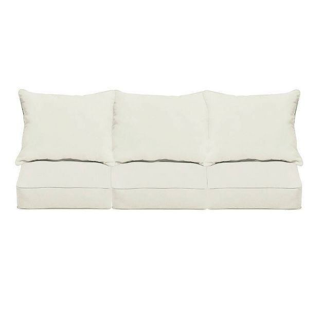 Sunbrella Canvas Outdoor Corded Sofa Pillow and Cushion Set Ivory | Target