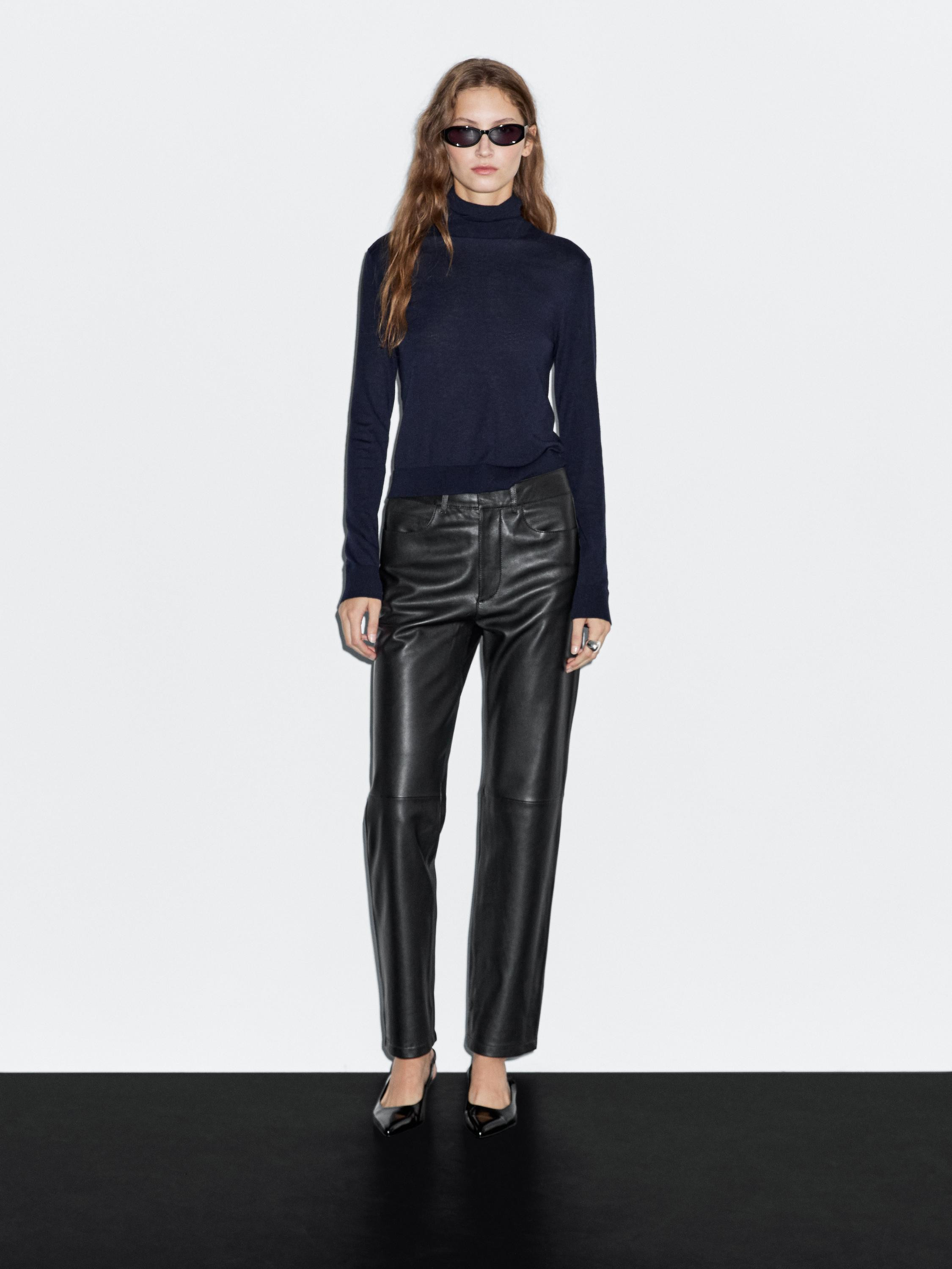 Nappa leather five-pocket trousers | Massimo Dutti US