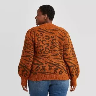 Women's Plus Size Crewneck Puff Sleeve Pullover Sweater - Ava & Viv™ | Target