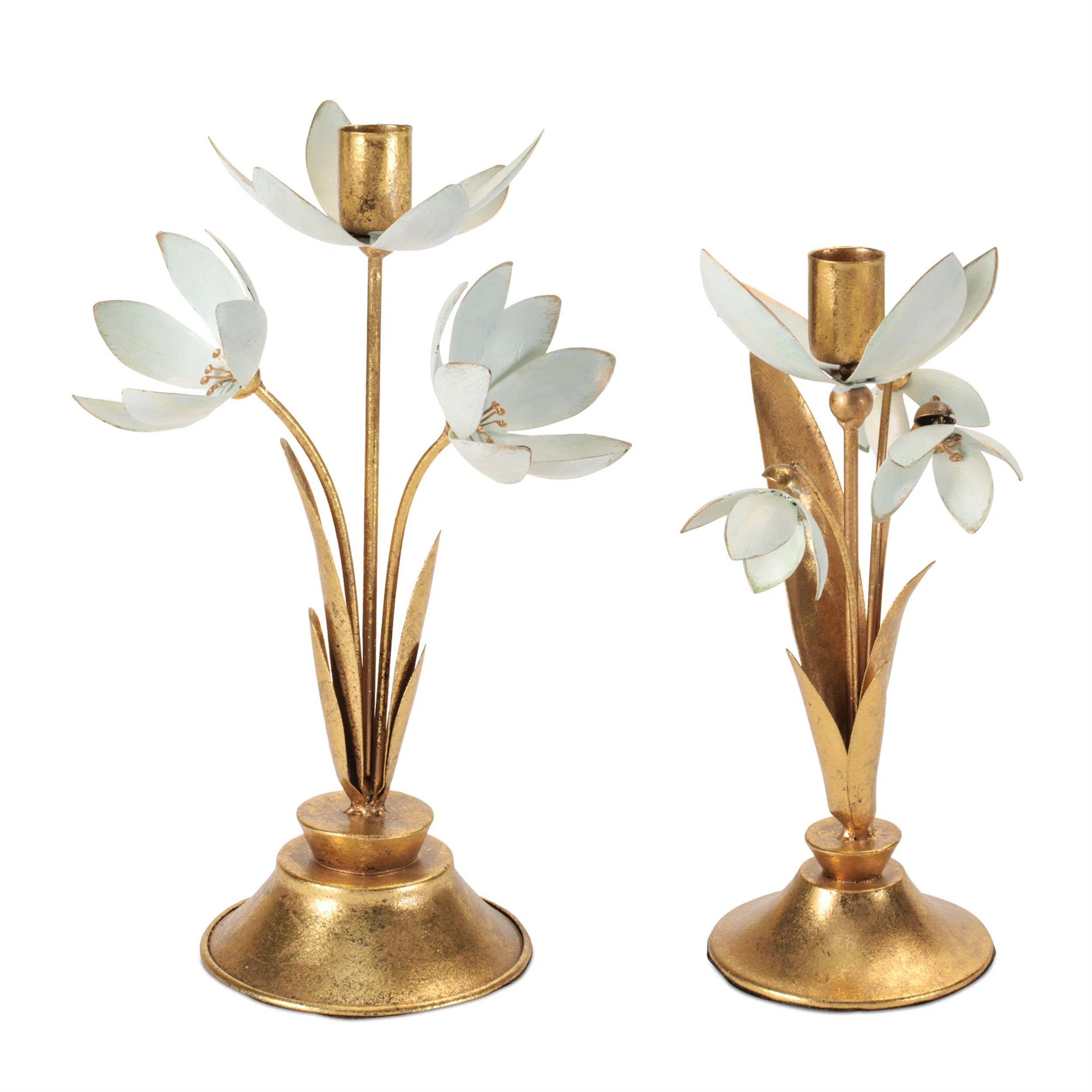 Sculpted Floral Taper Candle Holder (Set of 2) | Wayfair North America