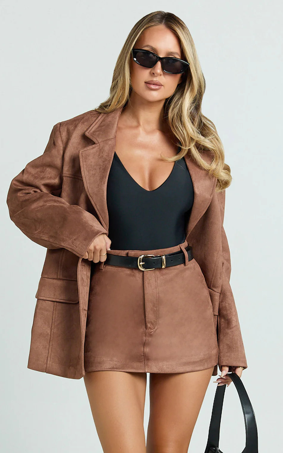 Priscilla Mini Skirt - Mid Waist Faux Suede Skirt in Brown Tan | Showpo (US, UK & Europe)