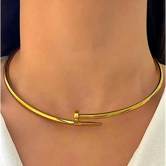 Gold Nail Choker Necklace No Stones | Poshmark