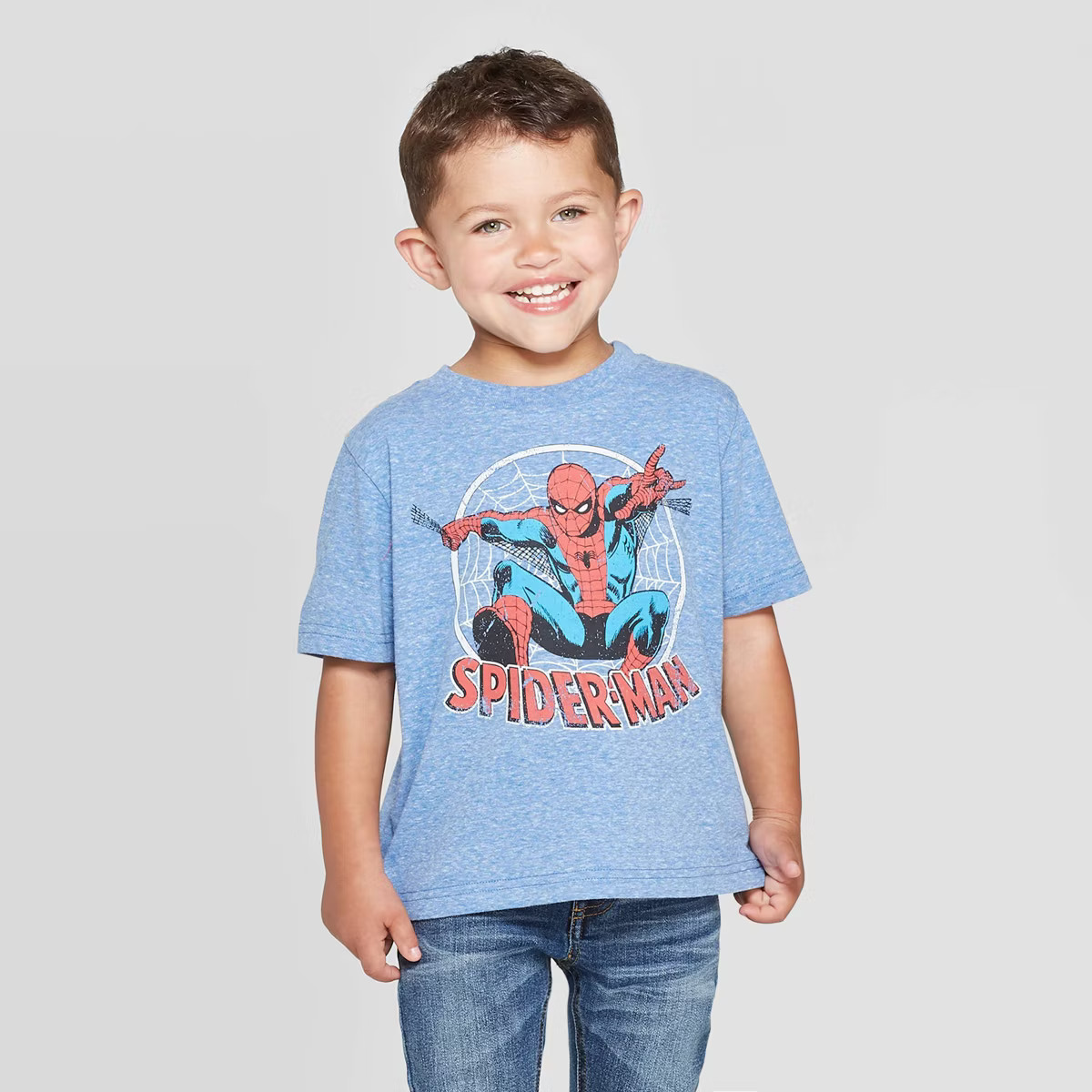 Toddler Boys' Disney Spider-Man Short Sleeve T-Shirt - Heather Blue | Target