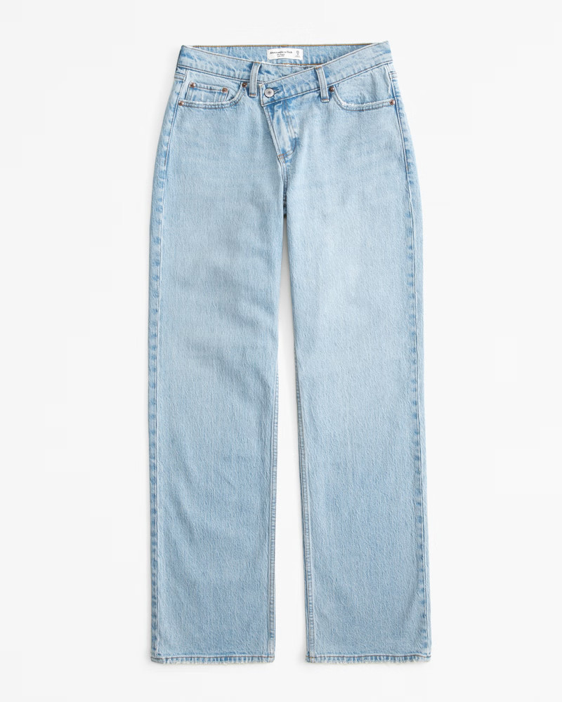 Abercrombie & Fitch Women's Curve Love Low Rise Baggy Jean in Light With Crossover Waistband - Size 32 X-LONG | Abercrombie & Fitch (US)