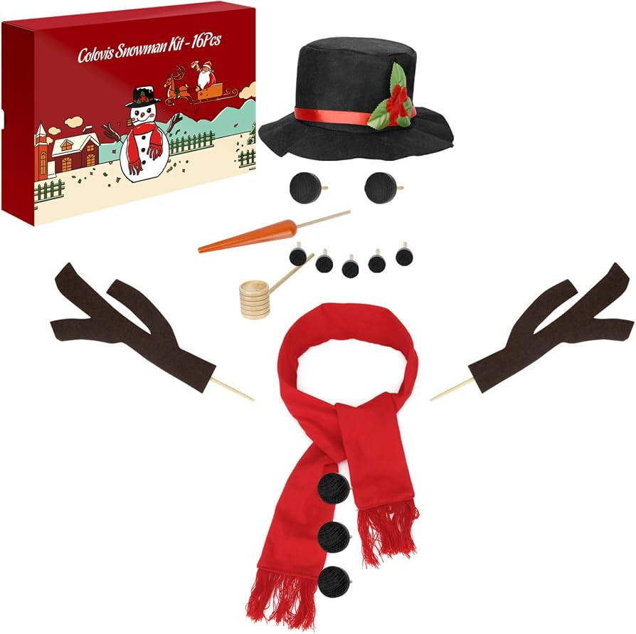 Colovis 16Pcs Snowman Decorating Kit, Snowman Making Kit Snow Toys for Winter Outdoor Party Chris... | Amazon (US)