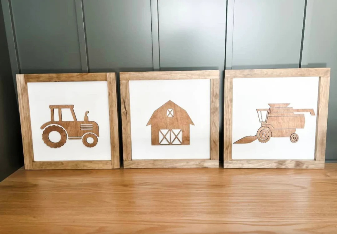 Farm Boy Room Decor, Set of 3 Boys Nursery, Tractor Nursery Decor, Farm Vehicle Boys Room - Etsy | Etsy (US)