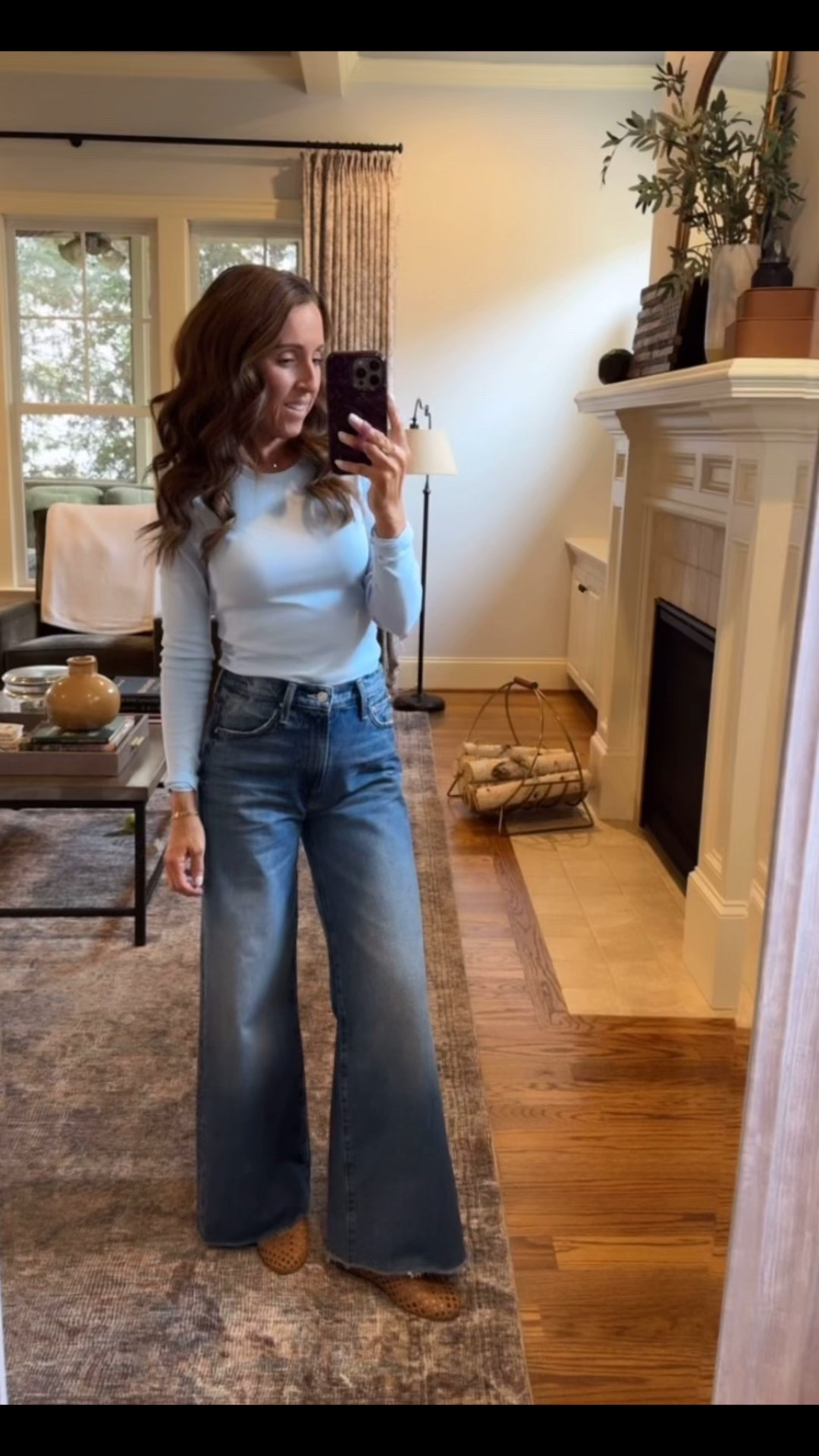 Jeans and a tee. Homestretch ribbed tee. MOTHER wide leg jeans. Mary Jane open weave sandal. 
Tee S. Jeans down 1 size, 24. Sandals TTS

#LTKSeasonal #LTKootd #LTKOver40