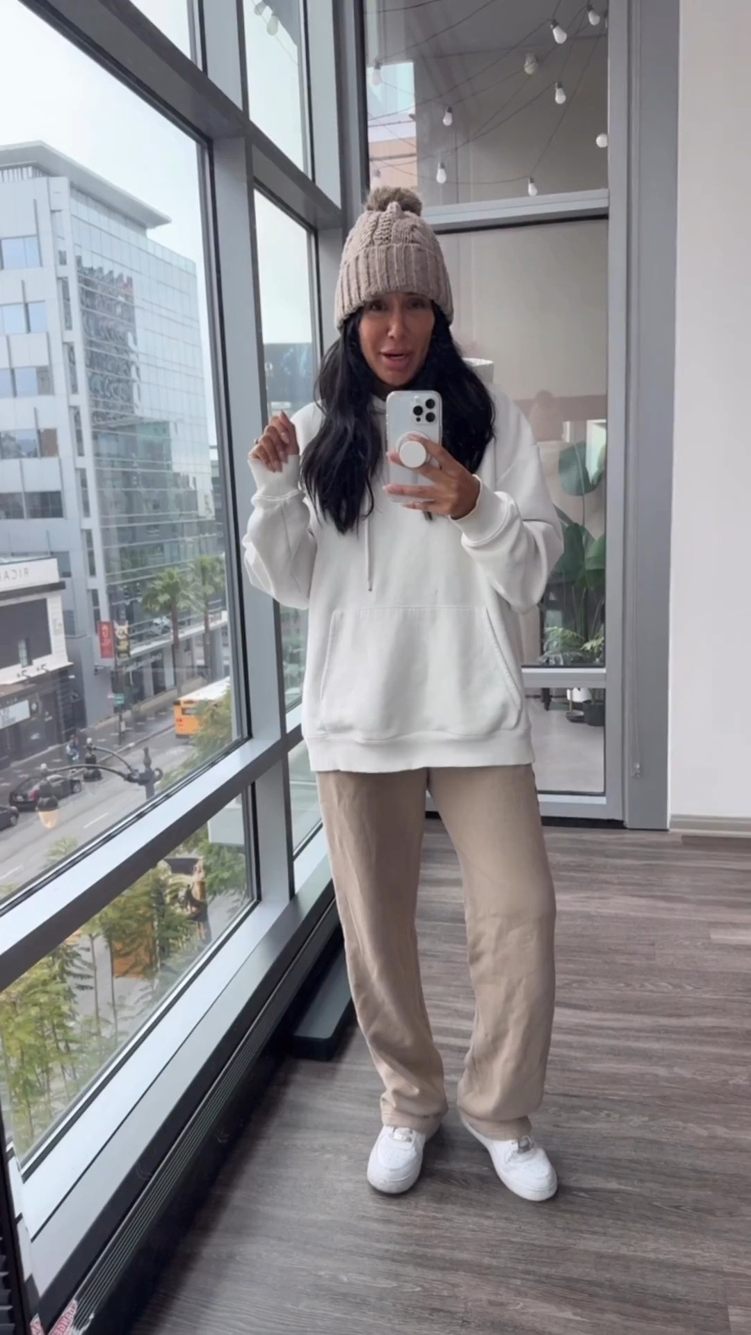 Cold and rainy day essentials! Headed to lunch in my go-to cozy outfit: this oversized Zara hoodie, soft knit beanie, wide leg joggers, and white Nike Air Force One sneakers! Perfect for layering and staying warm while still looking cute and casual. 


Winter outfit, cozy style, neutral fashion, cold weather look, casual lunch outfit

#LTKSaleAlert #LTKSeasonal #LTKStyleTip