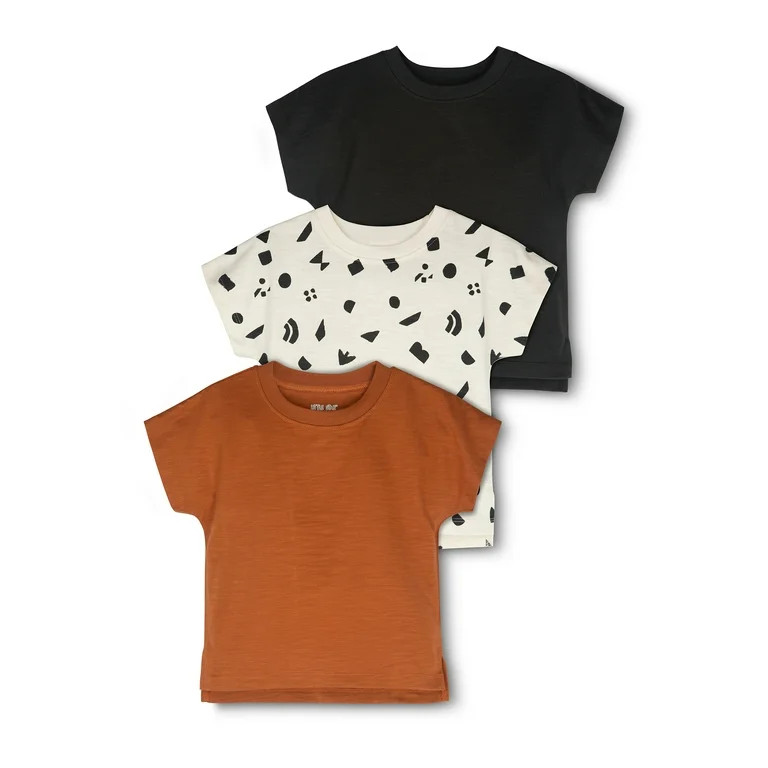 Little Star Organic Toddler Unisex 3 Pk Short Sleeve Boxy Tees, Size 12 Months - 5T - Walmart.com | Walmart (US)