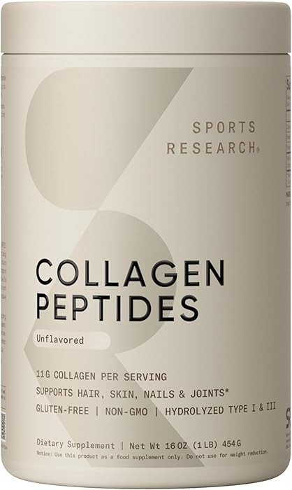 Sports Research Collagen Peptides - Hydrolyzed Type 1 & 3 Collagen Powder Protein Supplement for ... | Amazon (US)