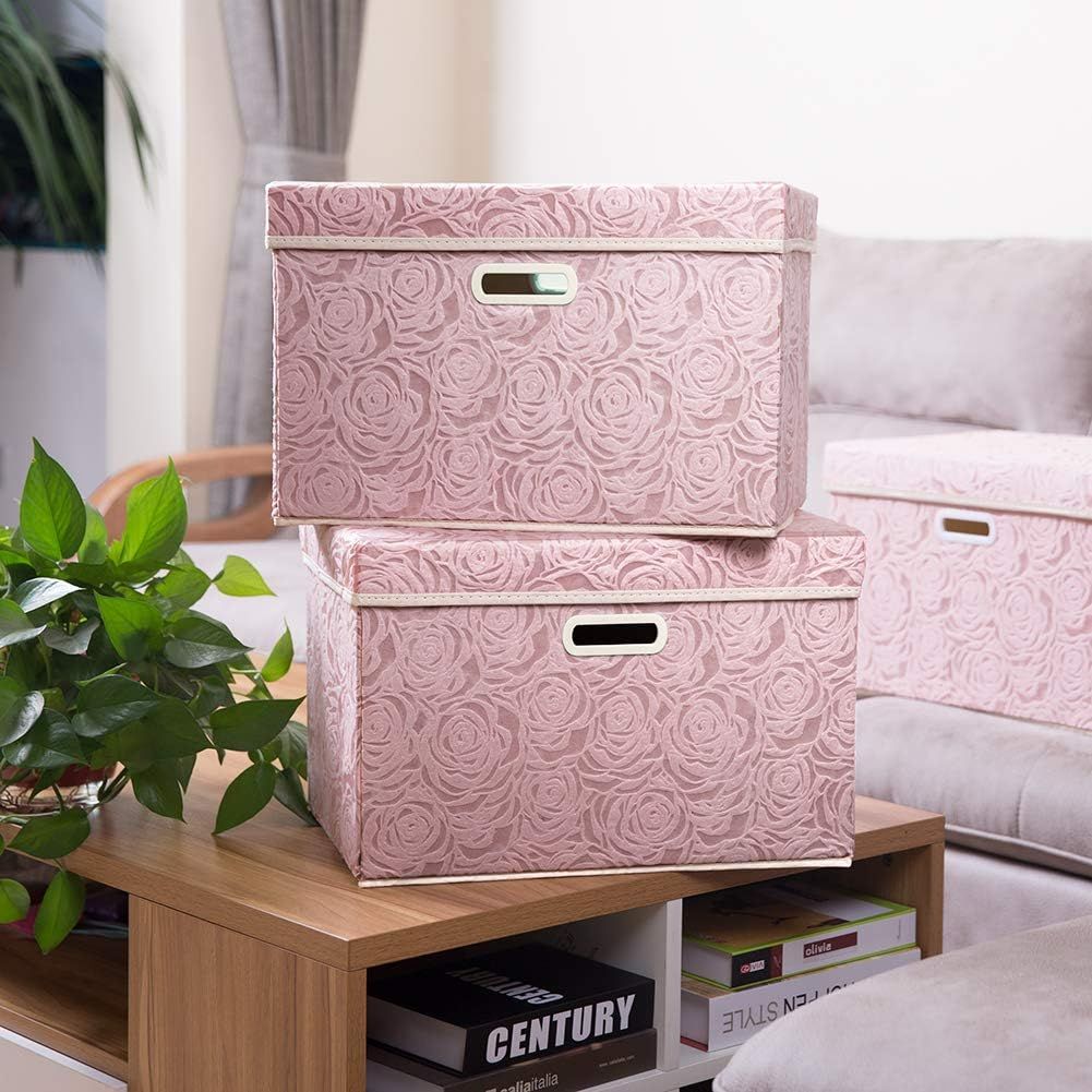 PRANDOM Larger Collapsible Storage Bin with Lid [1-Pack] Fabric Decorative Storage Box Cube Organ... | Amazon (US)