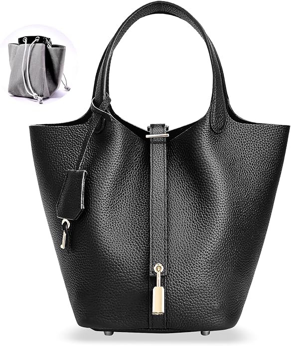 Designer Leather Bucket Bags for Women: Trendy Genuine Leather Tote Purses - Luxury Satchel Top-H... | Amazon (US)