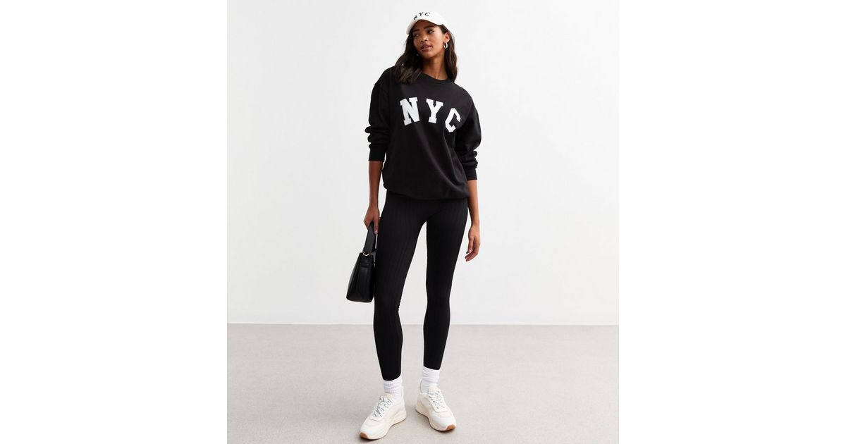 Black Textured Jersey Leggings | New Look | New Look (UK)