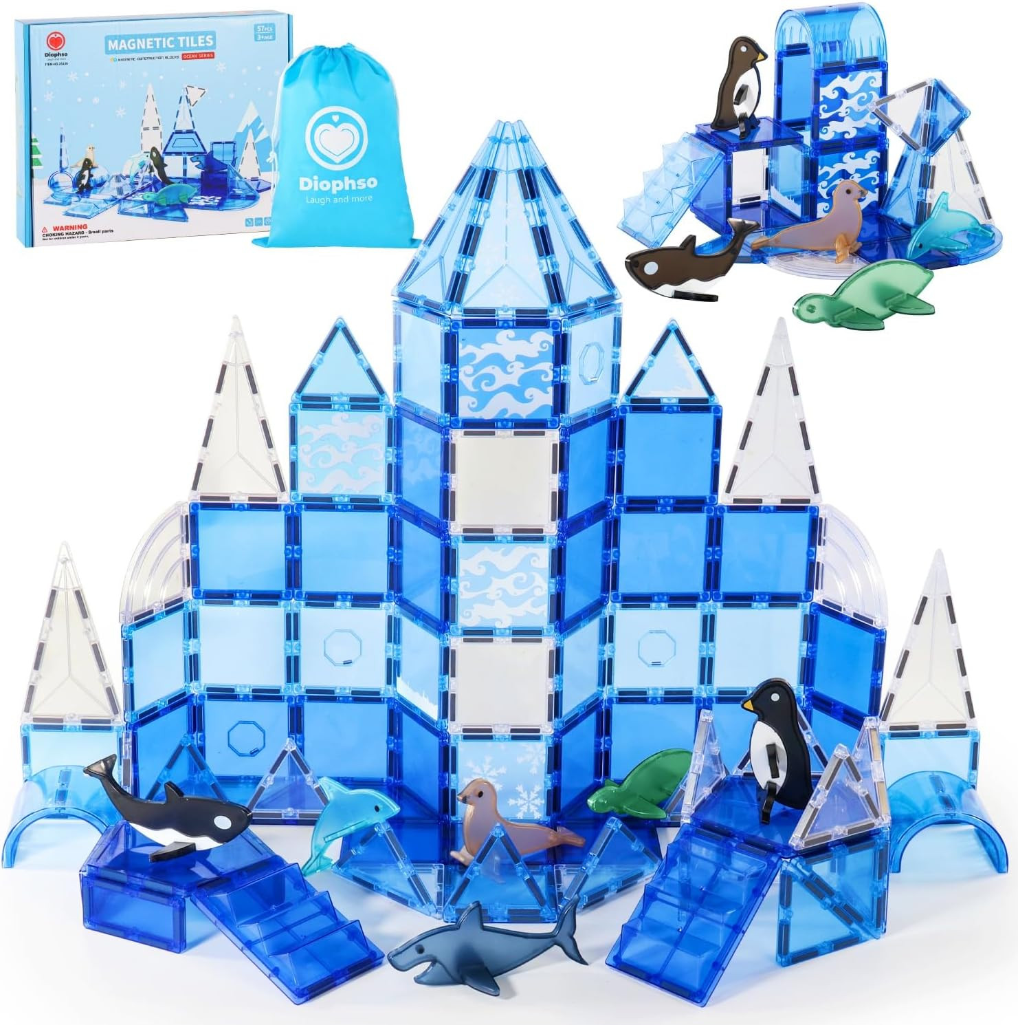 Magnetic Tiles for Kids Ages 3-8, Frozen Toys Arctic Animal Magnetic Building Set with 6 Sea Anim... | Amazon (US)