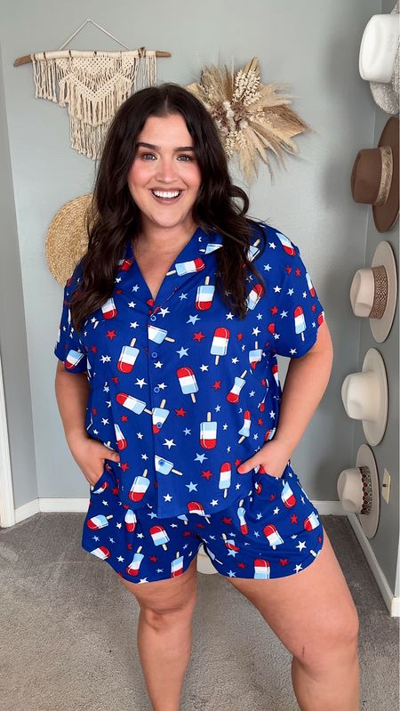 Patriotic popsicle pajamas 🇺🇸🍦🧨 
4th of July, red white and blue 
Only $14 and more prints available. 
Size 2X

#LTKPlusSize #LTKStyleTip #LTKxWalmart