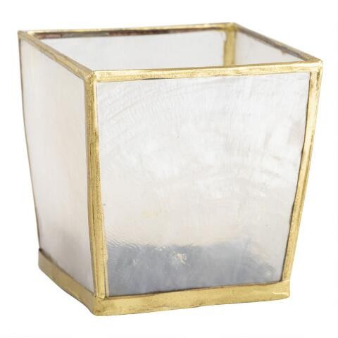 Square White Capiz Tealight Candle Holder Set Of 2 | World Market