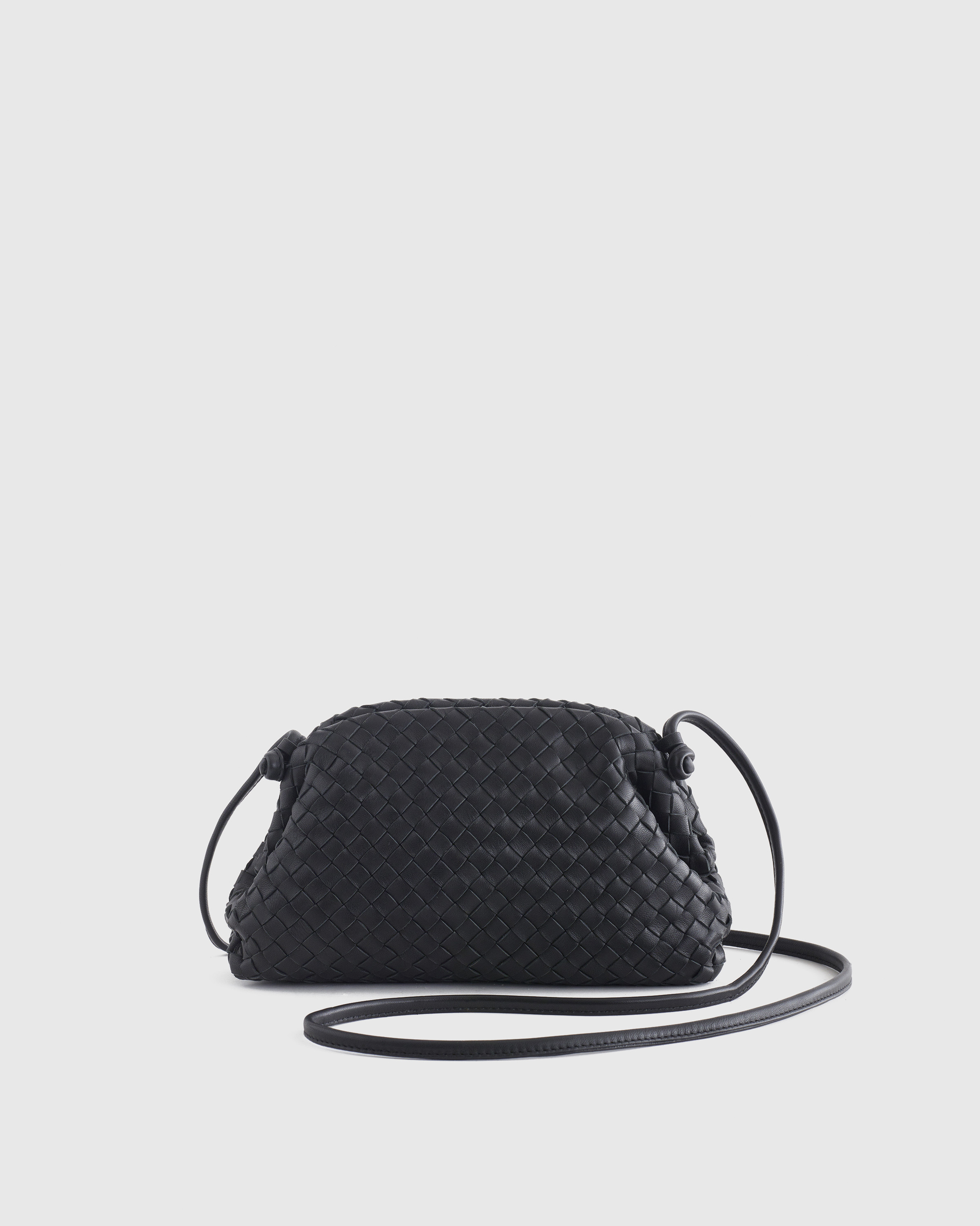 Quince | Women's Italian Leather Handwoven Pouch Crossbody Clutch in Black | Quince