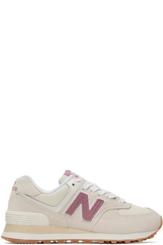 New Balance - Beige & Pink 574 Sneakers | SSENSE