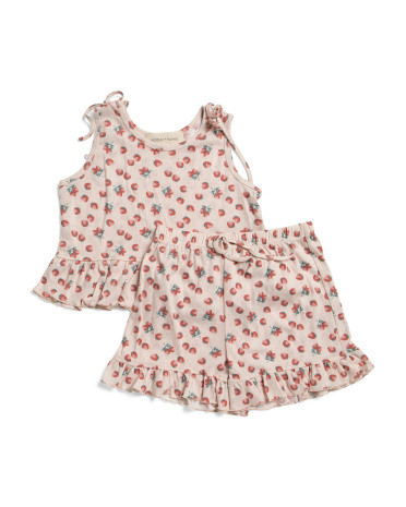 Little Girls 2pc Strawberry Sweetheart Tank And Shorts Set | TJ Maxx