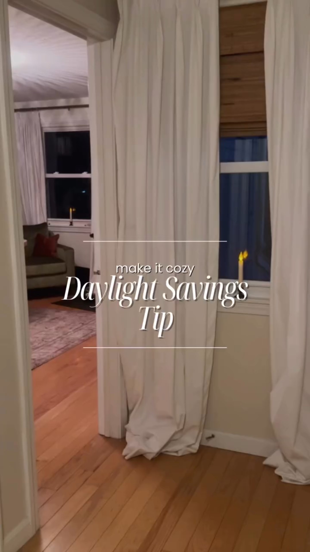 Comment “CANDLES” and I’ll send you the link!

Listen, I know daylight savings can really bum some people out but let’s use it an opportunity to get extra cozy! 

#daylightsavingstime #november #nov2 #turnbacktheclock #seasonaldepression #seasonaldecor #windowcandles #amazonfind