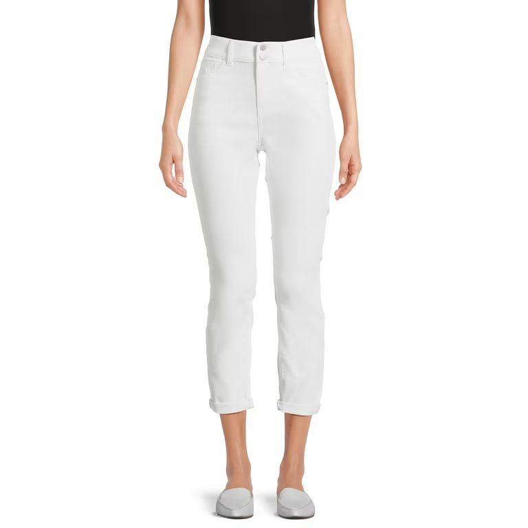 No Boundaries Juniors Double Button Cropped Shaping Jeans, 29” Inseam, Sizes 1-21 | Walmart (US)