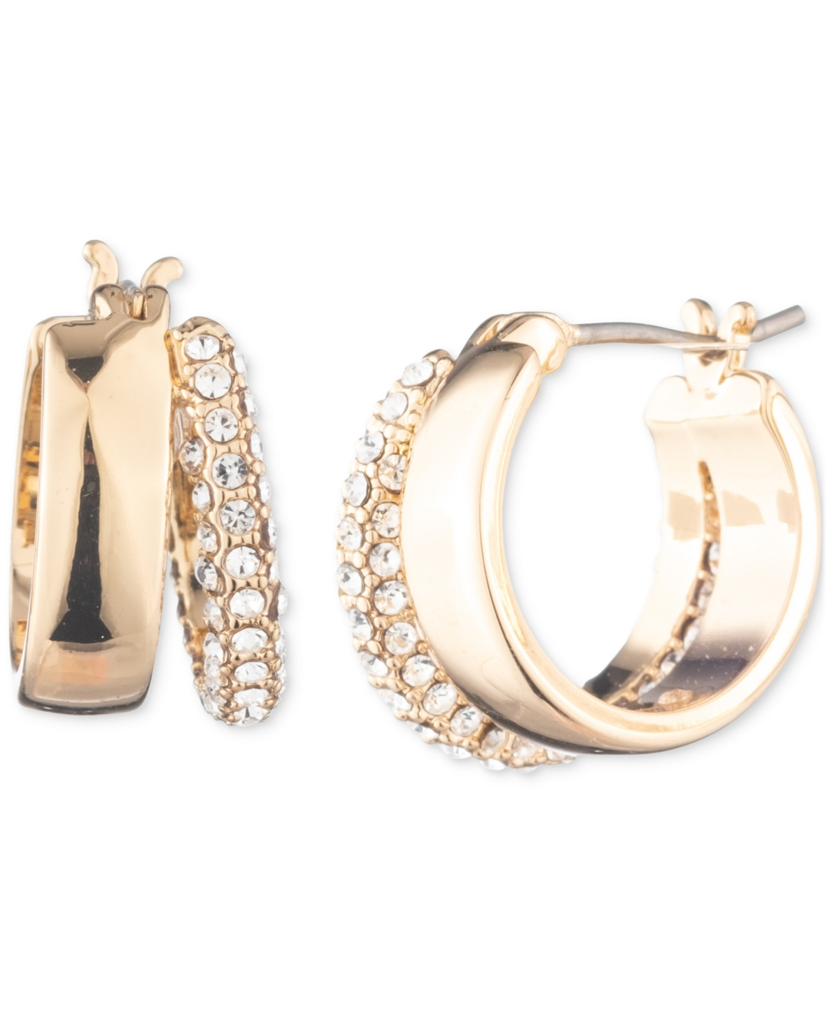 Lauren Ralph Lauren Small Pave Split-Hoop Earrings, 0.9" - Gold | Macy's
