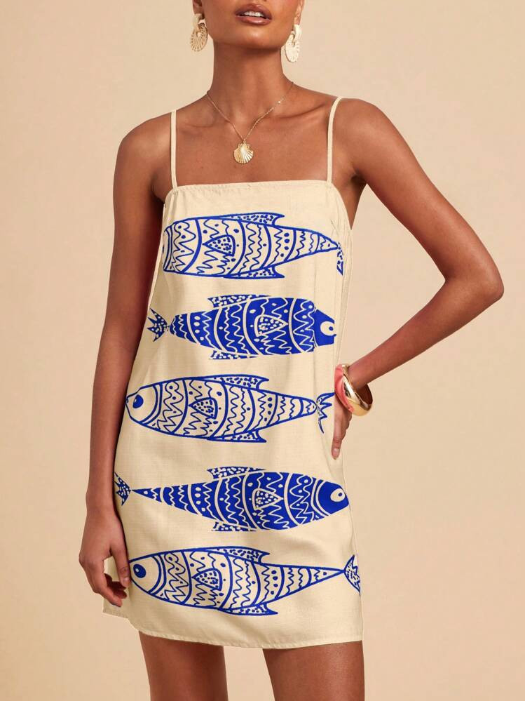 Travachic Spring/Summer Vacation Sleeveless Printed Chiffon Mini Dress For Women Vacation Dress,Boho Clothes Women | SHEIN