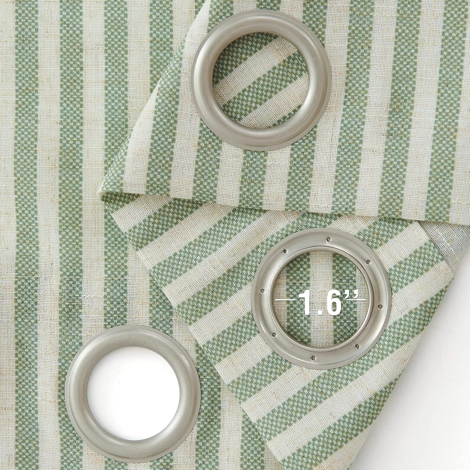 COLLACT Green Striped Linen Curtains 84 Inch Length for Living Room Farmhouse Pinstripe Pattern C... | Amazon (US)