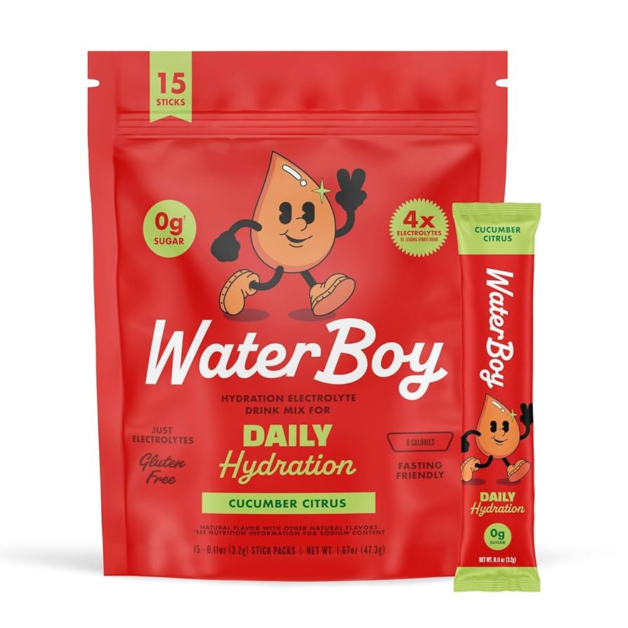 Waterboy Daily Hydration | 1,570mg Electrolyte Powder Packets | No Sugar, All Natural, Gluten Fre... | Amazon (US)
