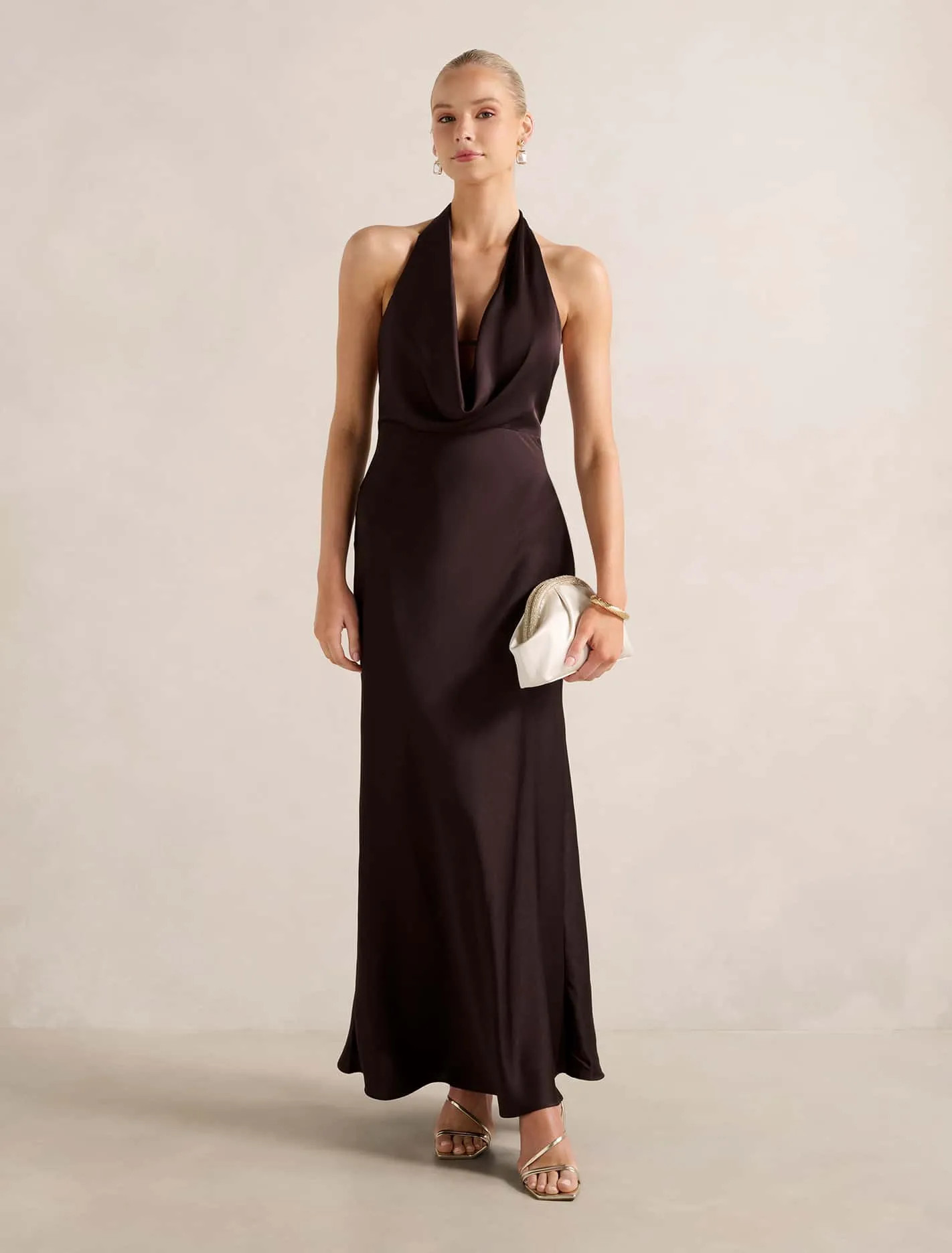 Becca Cowl Halter Satin Gown | Forever New (AU)