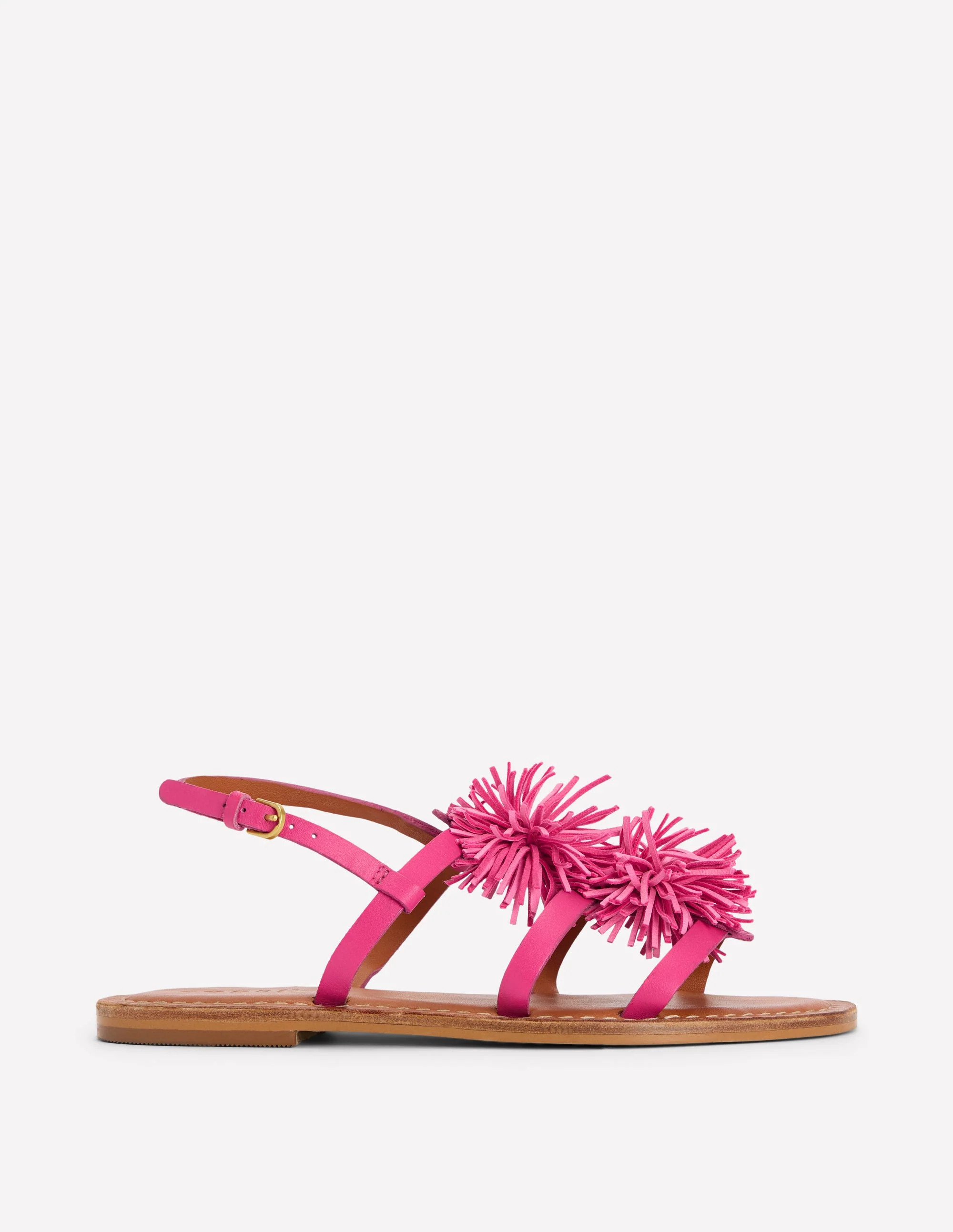 Pom Pom Flat Sandals-Pink | Boden UK