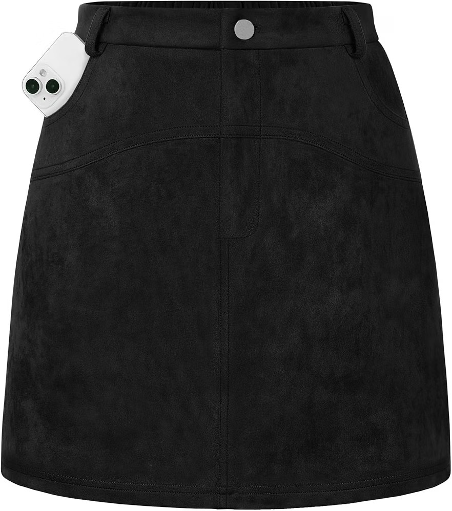 Kate Kasin Women Suede Mini Skirt, Fall Winter High Waisted Pencil Skirt | Amazon (US)