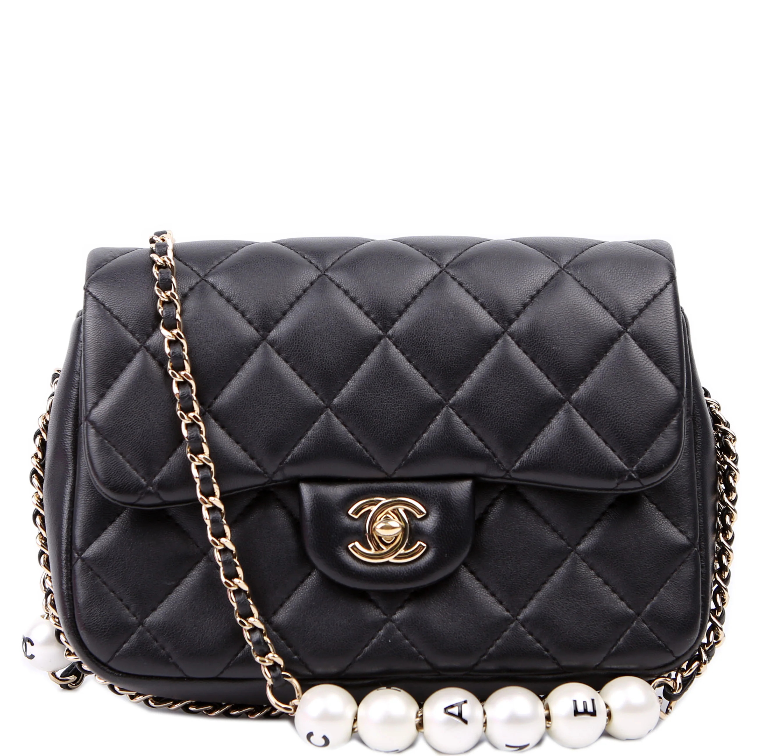My Precious Pearls Small Chain 29M Black | Keeks Designer Handbags