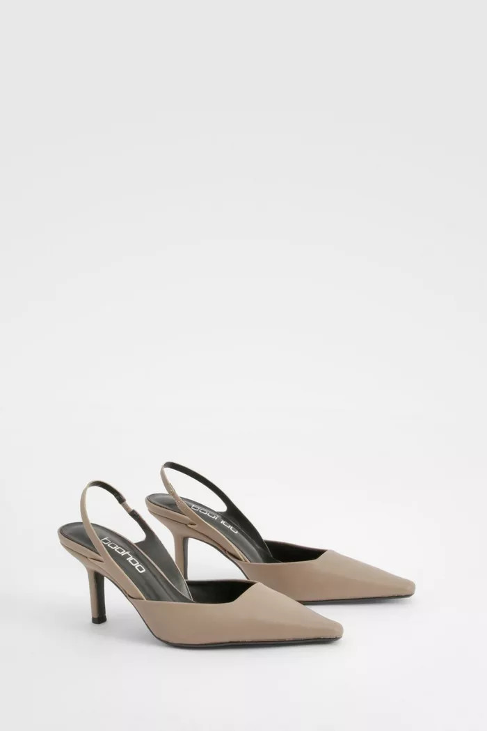 Low Stiletto Slingback Court Heels | Boohoo.com (UK & IE)