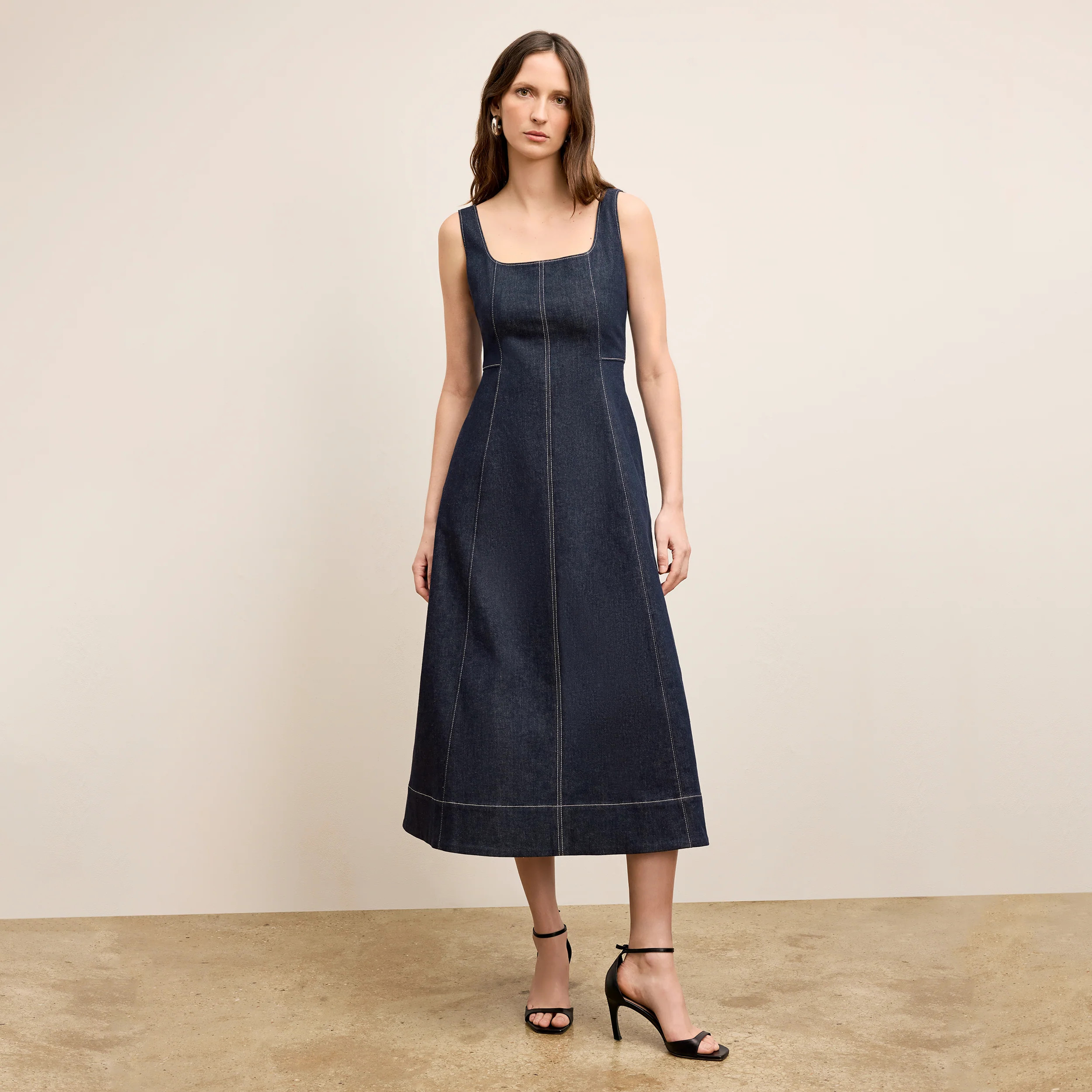 Kenna A-Line Dress - Stretch Denim :: Midnight Wash | MM LaFleur