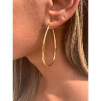 18K Gf Large Teardrop Hoops, Dainty Gold Filled Hoops, Large Hoop Earrings, Light Hoops, Everyday We | Etsy (US)