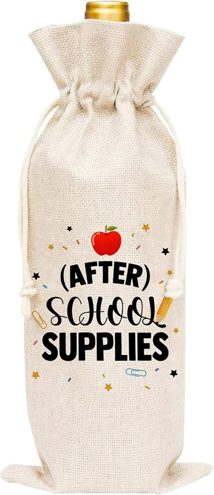 BDDYYI Funny Teacher Appreciation Gifts Wine Bag, (After) School Supplies Linen Wine Bottle Cover... | Amazon (US)