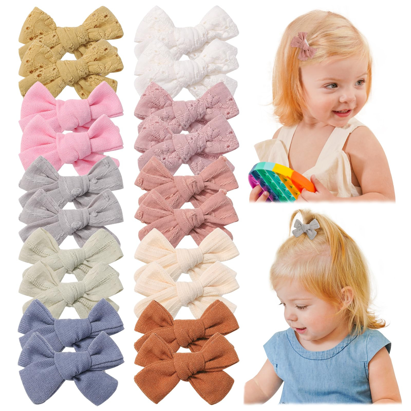 jollybows 20pcs Mini Fully Lined Hair Clips Bow Barrettes for Girls Infants, Toddlers, Kids and T... | Amazon (US)