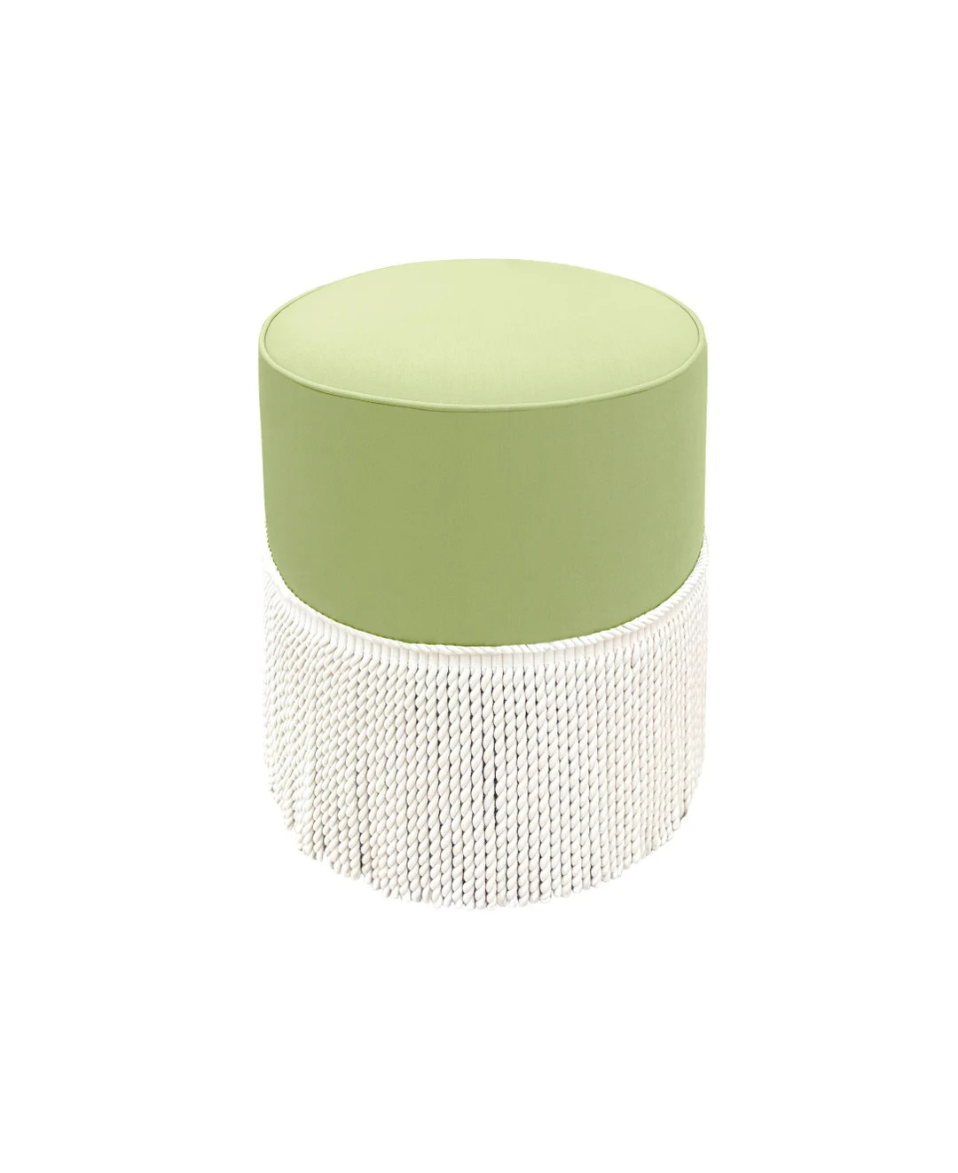 The Tight Round Ottoman : Classic Linen // Celadon + Bullion Fringe | linen | round stool | uphol... | Etsy (US)