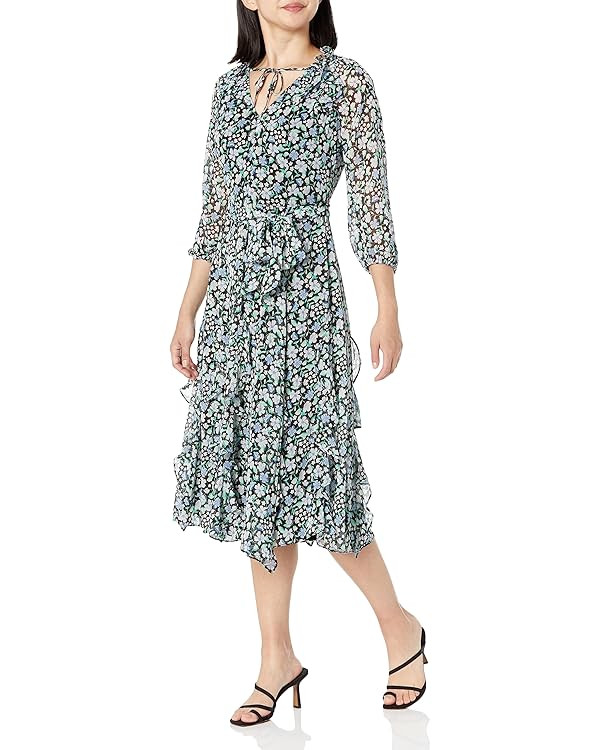 KARL LAGERFELD Women's Floral Ruffle Midi Dress | Amazon (US)