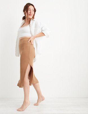 Aerie Ribbed Midi Skirt | American Eagle Outfitters (US & CA)