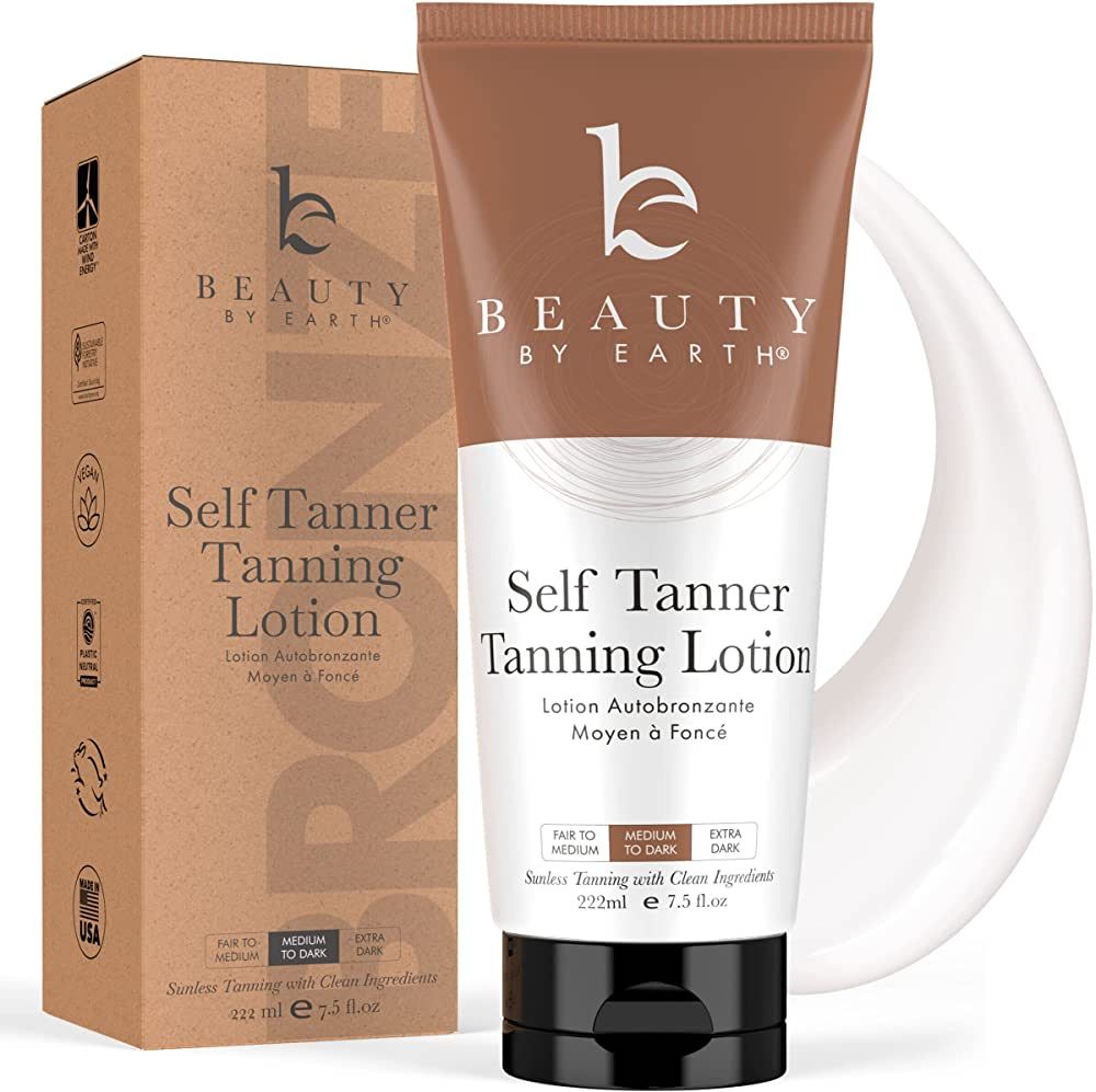 Beauty by Earth Self Tanner - Self Tanning Lotion for Body, Natural & Organic Ingredients Clear S... | Amazon (US)